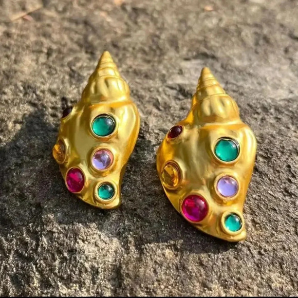 Zara Gold Colorful Shell Earrings - Picture 8 of 17